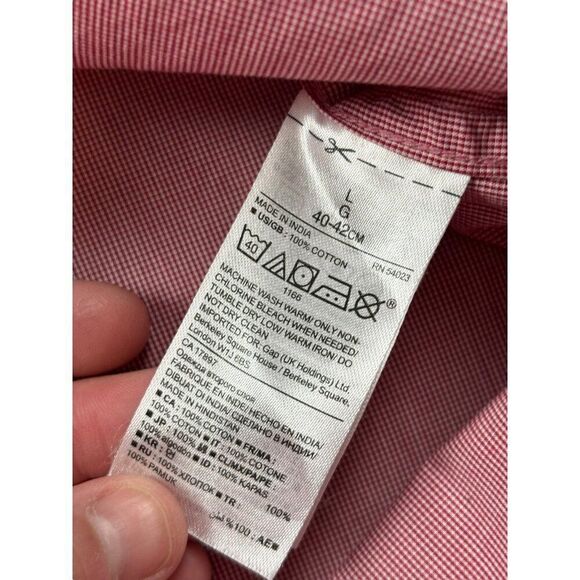 Banana Republic Men's Lightweight Camden Fit Button-Down Shirt L Red & White 100 - Picture 6 of 8